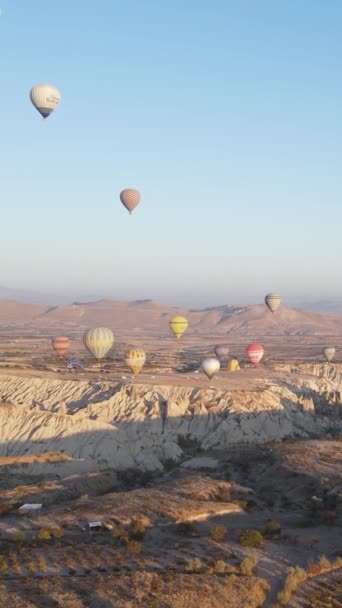 Kappadokien, Turkiet - vertikal video av ballonguppskjutning — Stockvideo
