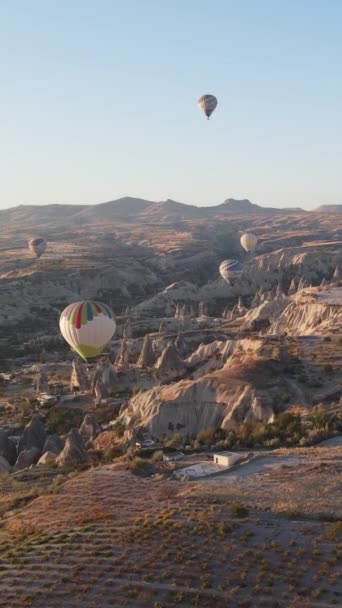 Cappadocia, Turkey - vertical video of balloon launch — Stock Video