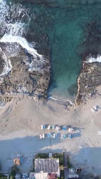 Beach at the seaside resort town. Turkey. Vertical video — Stock Video