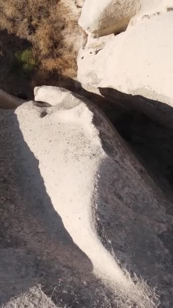 Cappadocia landscape aerial view. Turkey. Goreme National Park. Vertical video — Stock Video