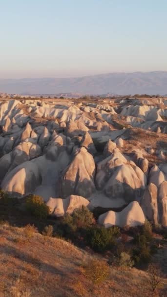 Kapadokya hava manzarası. Hindi. Goreme Ulusal Parkı. Dikey video — Stok video