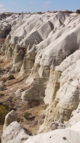 Cappadocia landscape aerial view. Turkey. Goreme National Park. Vertical video — Stock Video