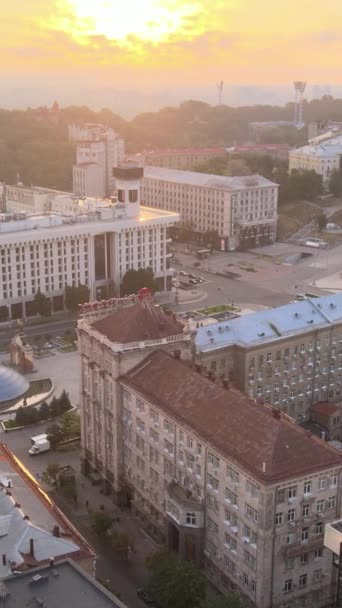 Center of Kyiv, Ukraine. Vertical video. Aerial view — Stock Video