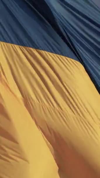평범 한 우크라이나 국기일 뿐이야. 공중에서 본 광경. — 비디오