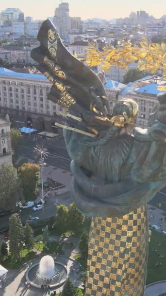 Denkmal im Zentrum von Kiew, Ukraine. Maidan. Vertikales Video — Stockvideo