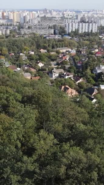 Vista aérea de la frontera de la metrópolis y el bosque. Vídeo vertical — Vídeos de Stock