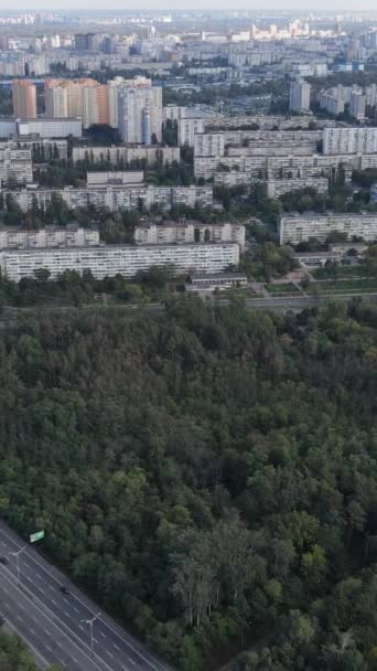 Vista aerea del confine tra la metropoli e la foresta. Video verticale — Video Stock