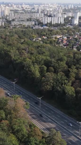 Vista aérea da fronteira da metrópole e da floresta. Vídeo vertical — Vídeo de Stock