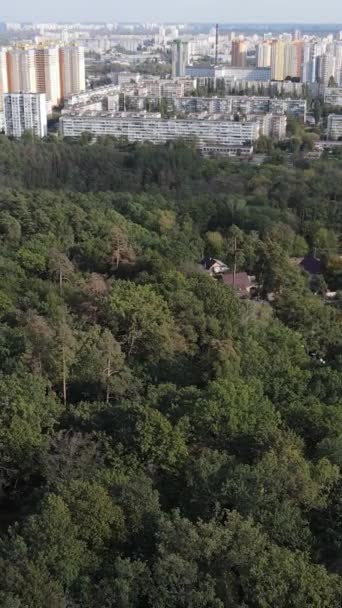 都市と森の境界線の空中ビュー。垂直ビデオ — ストック動画