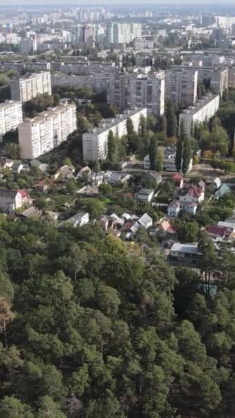 Vista aérea da fronteira da metrópole e da floresta. Vídeo vertical — Vídeo de Stock