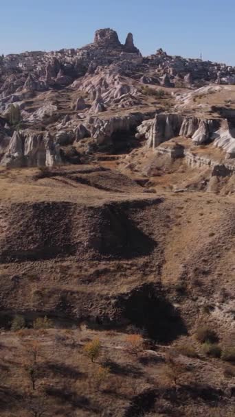 Goreme National Park nära Nevsehir stad. Turkiet. Vertikal video — Stockvideo