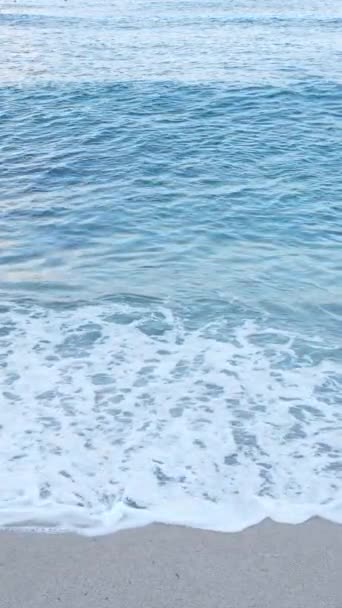 해양 해양 해양 근처의 수직 영상 바다 - 해안의 계절의 망토의 근접 사진. 느린 동작 — 비디오