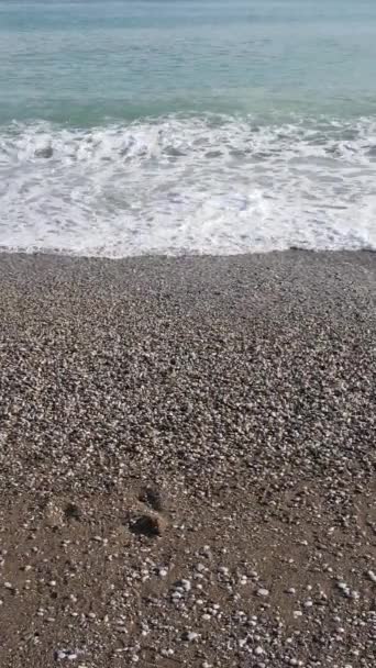 Verticale video zee bij de kust - close-up van de kust zeegezicht. Langzame beweging — Stockvideo