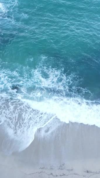 Vidéo verticale mer près de la côte - gros plan sur le paysage marin côtier. Mouvement lent — Video