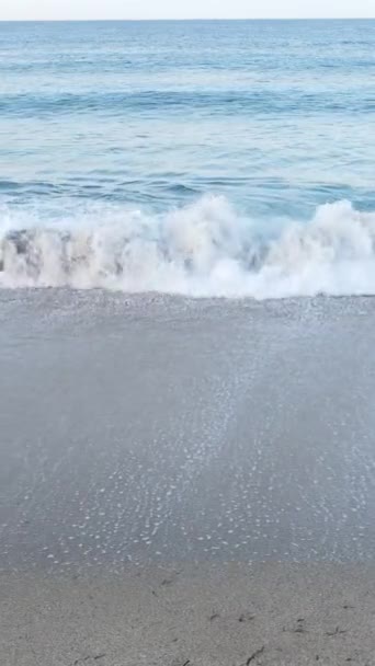 ทะเลวิดีโอแนวตั้งใกล้ชายฝั่ง - ภาพระยะใกล้ของแนวชายฝั่งทะเล. การเคลื่อนไหวช้า — วีดีโอสต็อก