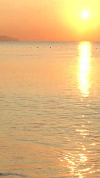 아름다운 조경: 해변 근처 바다 위로 해가 돋는다. 수직 영상 — 비디오