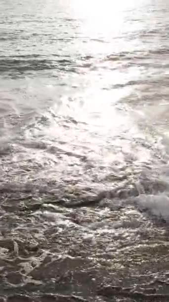 Mar cerca de la costa - vista aérea de cerca del paisaje marino costero. Vídeo vertical — Vídeos de Stock