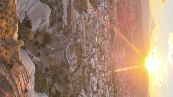 Sun over Goreme. Cappadocia, Turkey. Vertical video — Stock Video