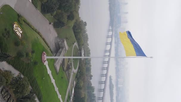 Národní vlajka Ukrajiny ve dne. Svislé video — Stock video