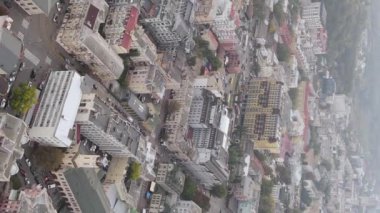 Ukrayna 'nın dikey video başkenti Kyiv. Hava görüntüsü. Kiev