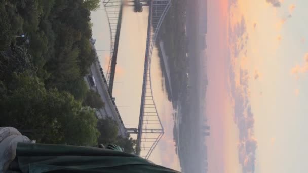 Vertical video - Monument to Vladimir the Great at dawn in the morning. Kyiv, Ukraine — Stock Video