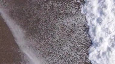 Kıyıya yakın deniz kıyısı kıyı şeridine yakın hava manzarası. Dikey video