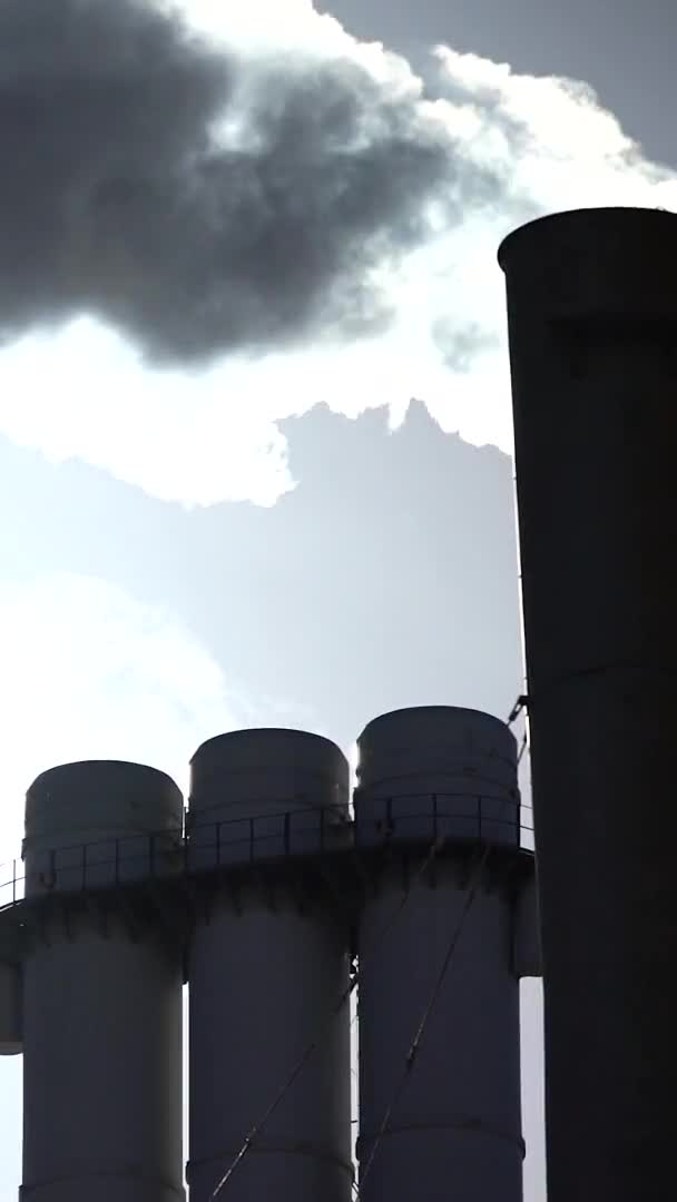 El humo viene de la chimenea. Vídeo vertical — Vídeos de Stock