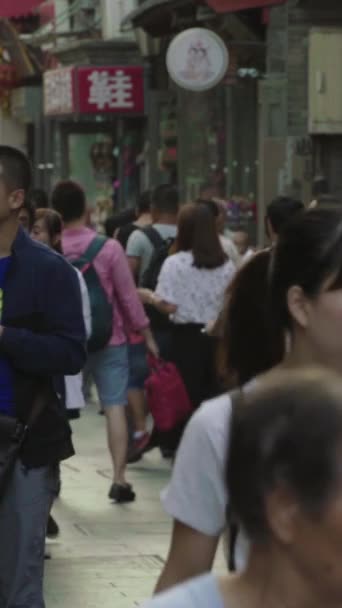 Egy csomó ember a város utcáin. Peking. Kína. Függőleges videó — Stock videók