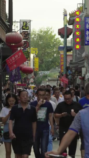 Una folla di persone per le strade della città. Pechino. La Cina. Video verticale — Video Stock