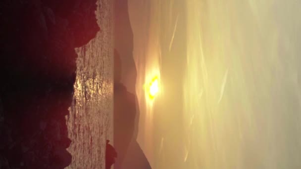 Evening seascape of the Mediterranean Sea near the coast of Montenegro. Vertical video — Stock Video