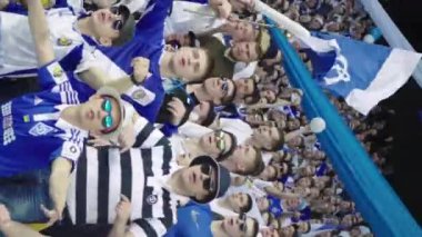 Maç boyunca stadyumdaki taraftarlar. Dikey video