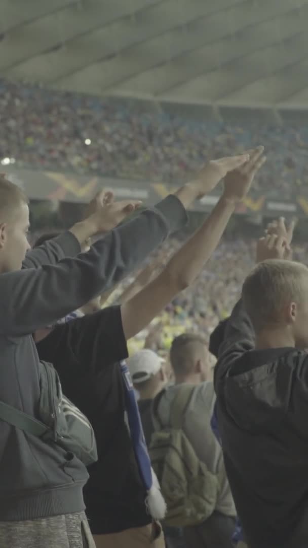 Fans während des Spiels im Stadion. Vertikales Video — Stockvideo