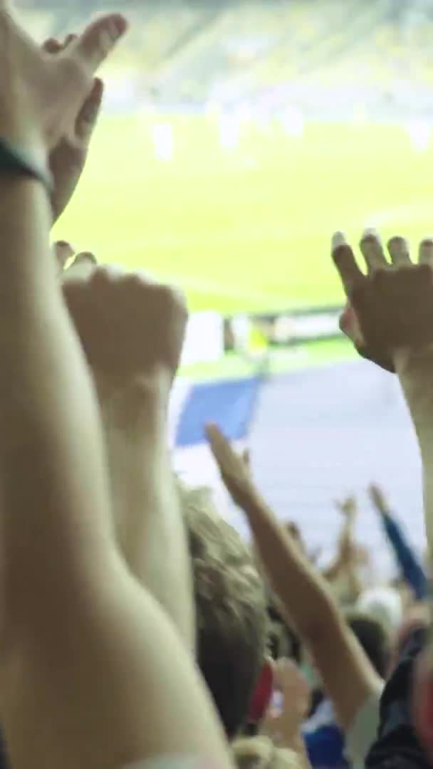 試合中のスタジアムのファン。垂直ビデオ — ストック動画