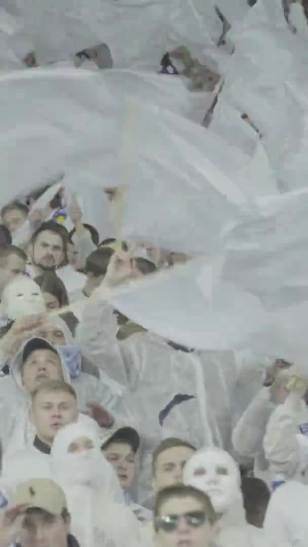 Fãs no estádio durante o jogo. Vídeo vertical — Vídeo de Stock