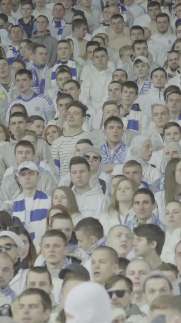 Fans während des Spiels im Stadion. Vertikales Video — Stockvideo