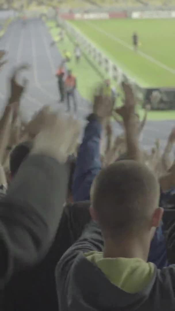 Fanoušci na stadionu během hry. Svislé video — Stock video