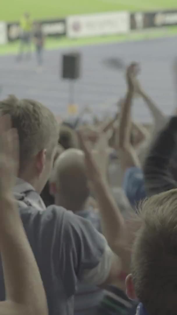 Fans während des Spiels im Stadion. Vertikales Video — Stockvideo