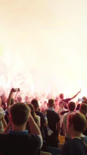 Fanii de pe stadion în timpul meciului. Video vertical — Videoclip de stoc