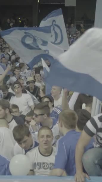 Aficionados en el estadio durante el partido. Vídeo vertical — Vídeos de Stock