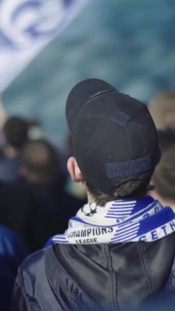 Ventilateurs dans le stade pendant le match. Vidéo verticale — Video