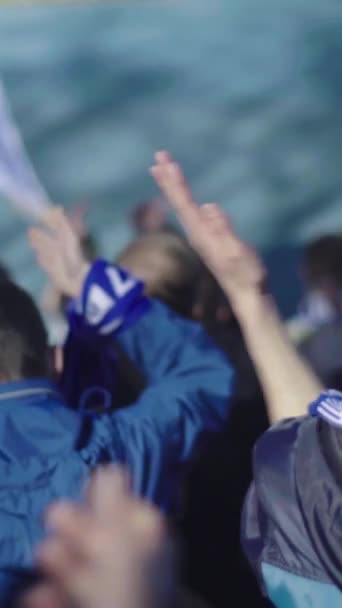 Fans während des Spiels im Stadion. Vertikales Video — Stockvideo