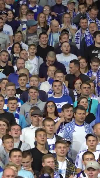 Aficionados en el estadio durante el partido. Vídeo vertical — Vídeos de Stock