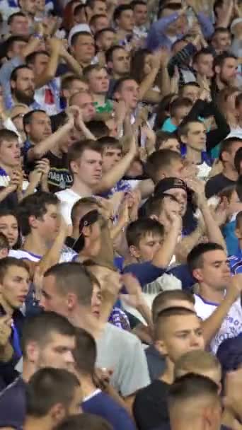 Aficionados en el estadio durante el partido. Vídeo vertical — Vídeos de Stock