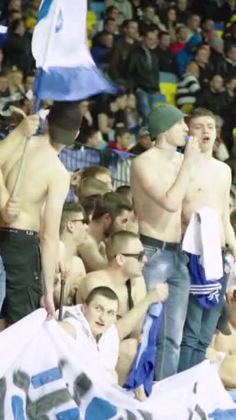 Aficionados en el estadio durante el partido. Vídeo vertical — Vídeos de Stock