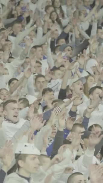 Fanii de pe stadion în timpul meciului. Video vertical — Videoclip de stoc