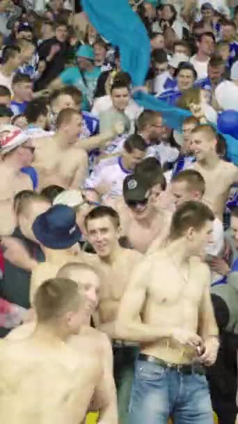 Aficionados en el estadio durante el partido. Vídeo vertical — Vídeos de Stock