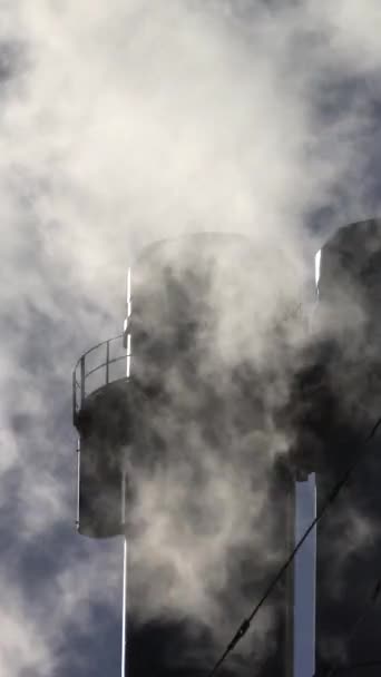 El humo viene de la chimenea. Vídeo vertical — Vídeos de Stock