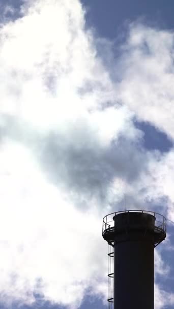Smoke comes from the chimney. Vertical video — Stock Video