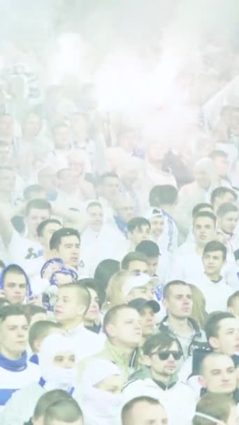 Fans in het stadion tijdens de wedstrijd. Verticale video — Stockvideo