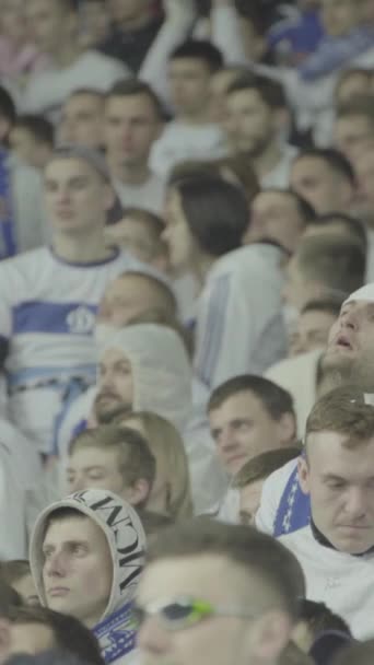 Fans während des Spiels im Stadion. Vertikales Video — Stockvideo